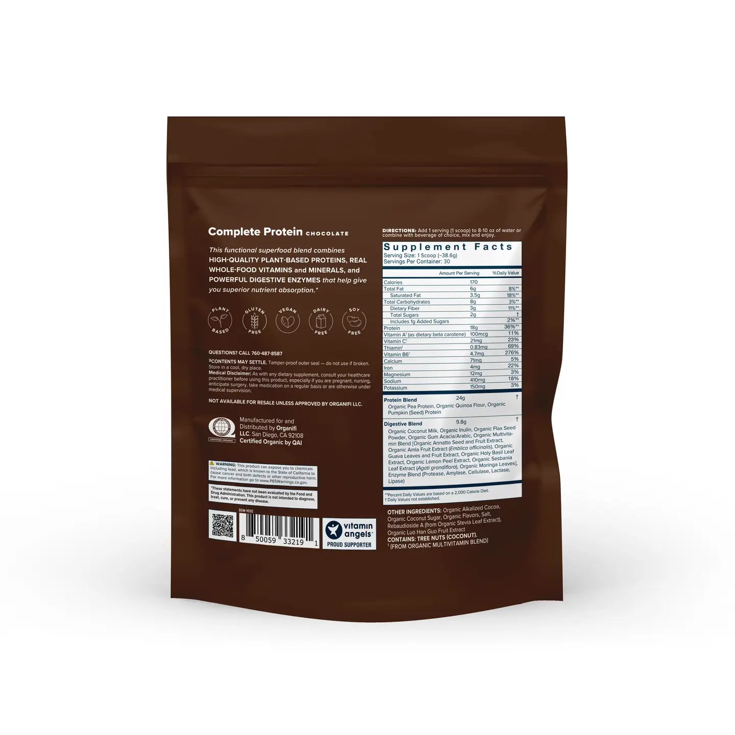 organifi - Chocolate Protein - Organic, Plant Based + Digestive Enzymes